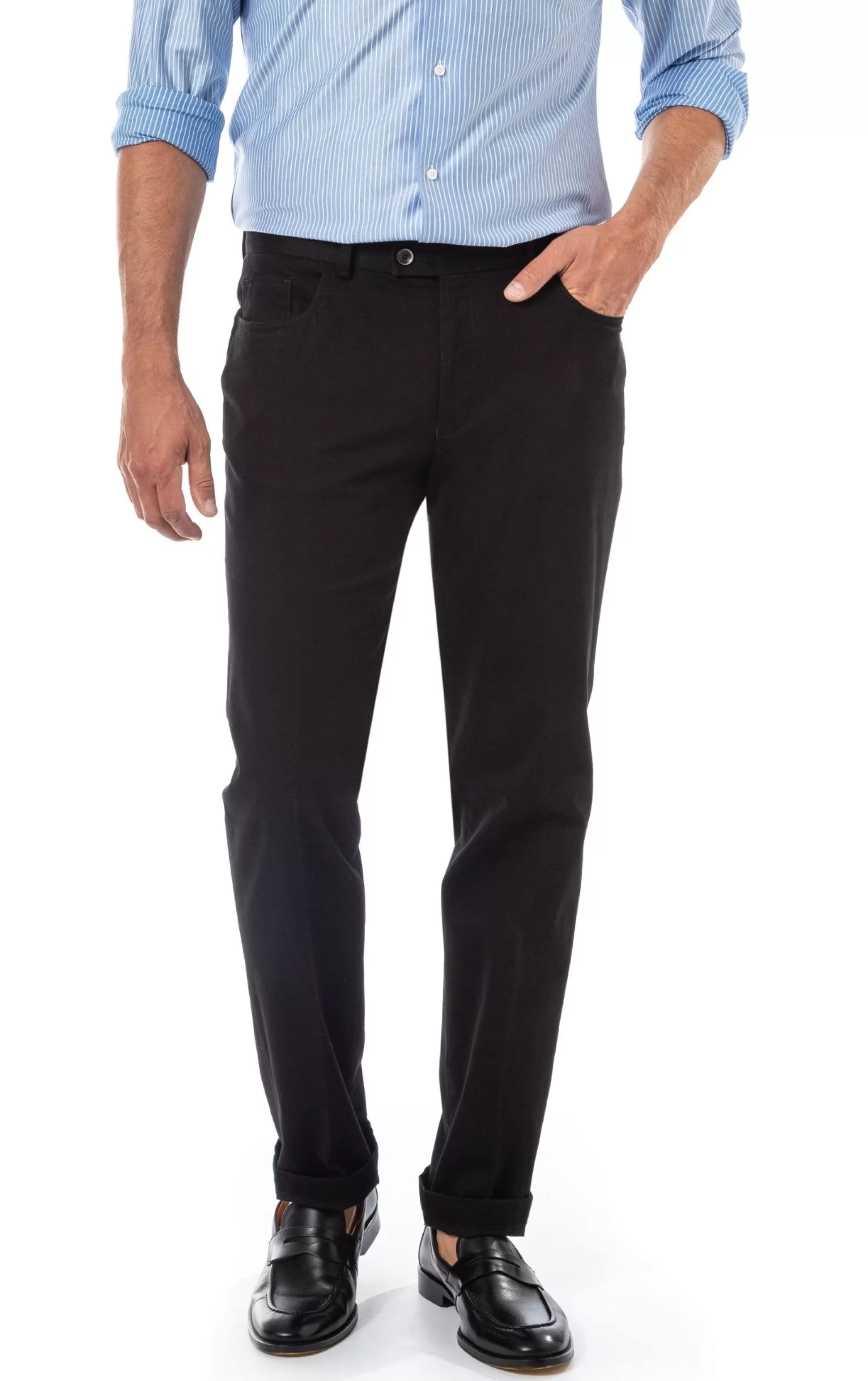 Cheap Henry Bucks HENRY SARTORIAL X HILTL Modern 5 Pocket Chino BLACK