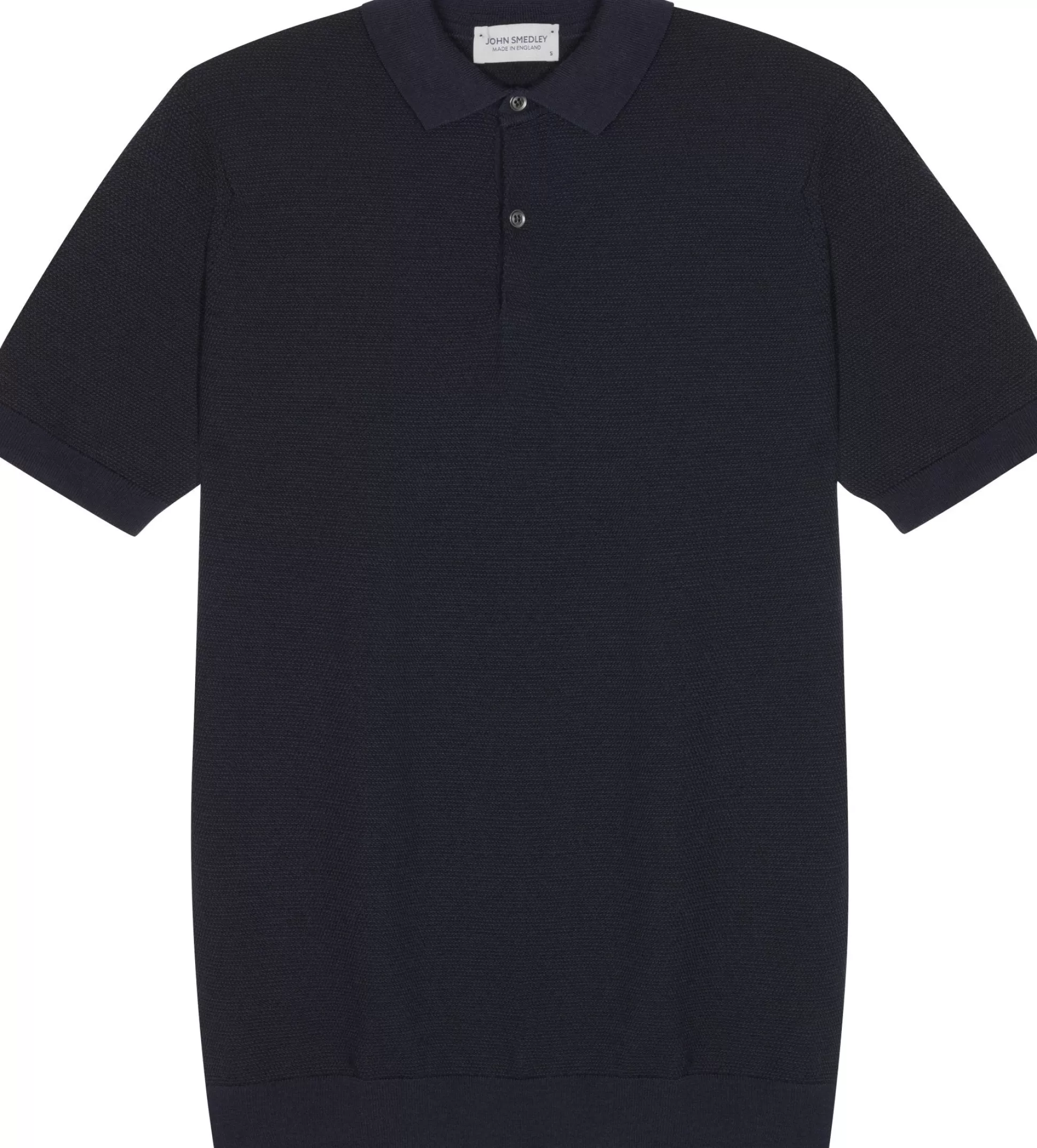 Cheap Henry Bucks JOHN SMEDLEY Textured Short Sleeve Merino Polo Shirt MIDNIGHT