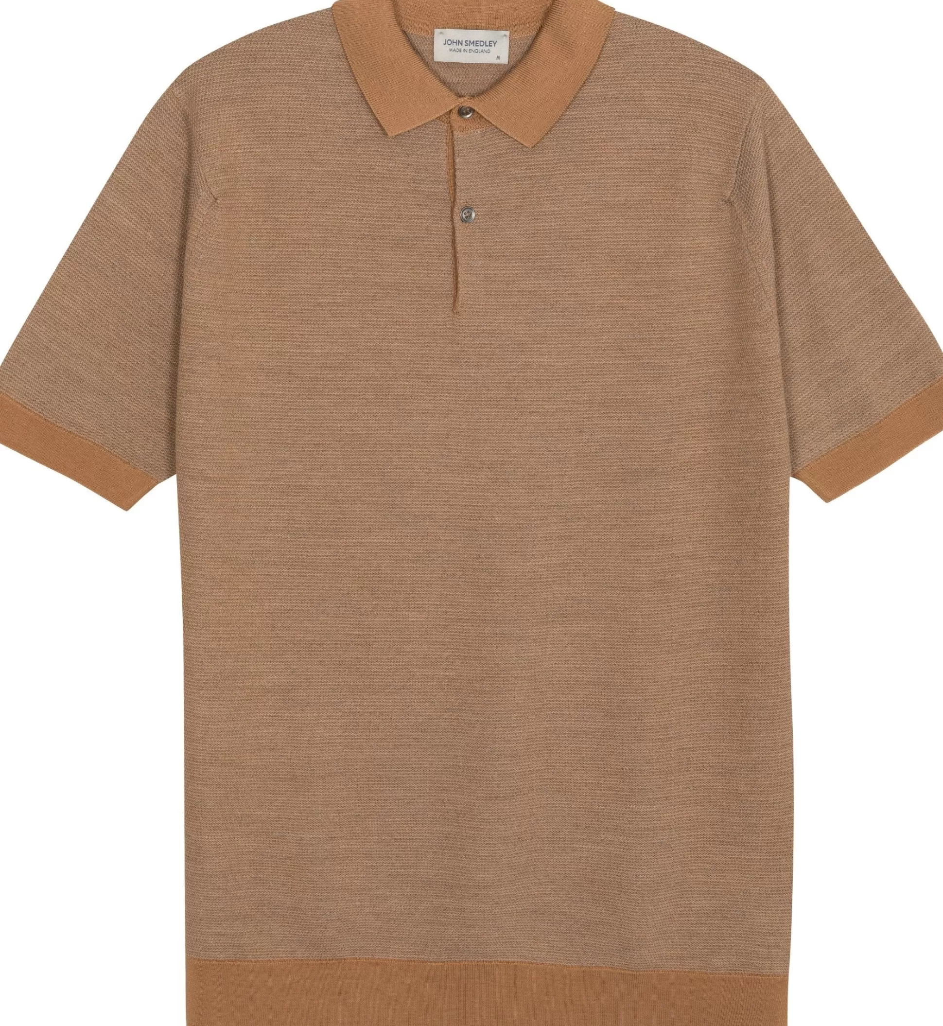 Cheap Henry Bucks JOHN SMEDLEY Textured Short Sleeve Merino Polo Shirt NUTMEG