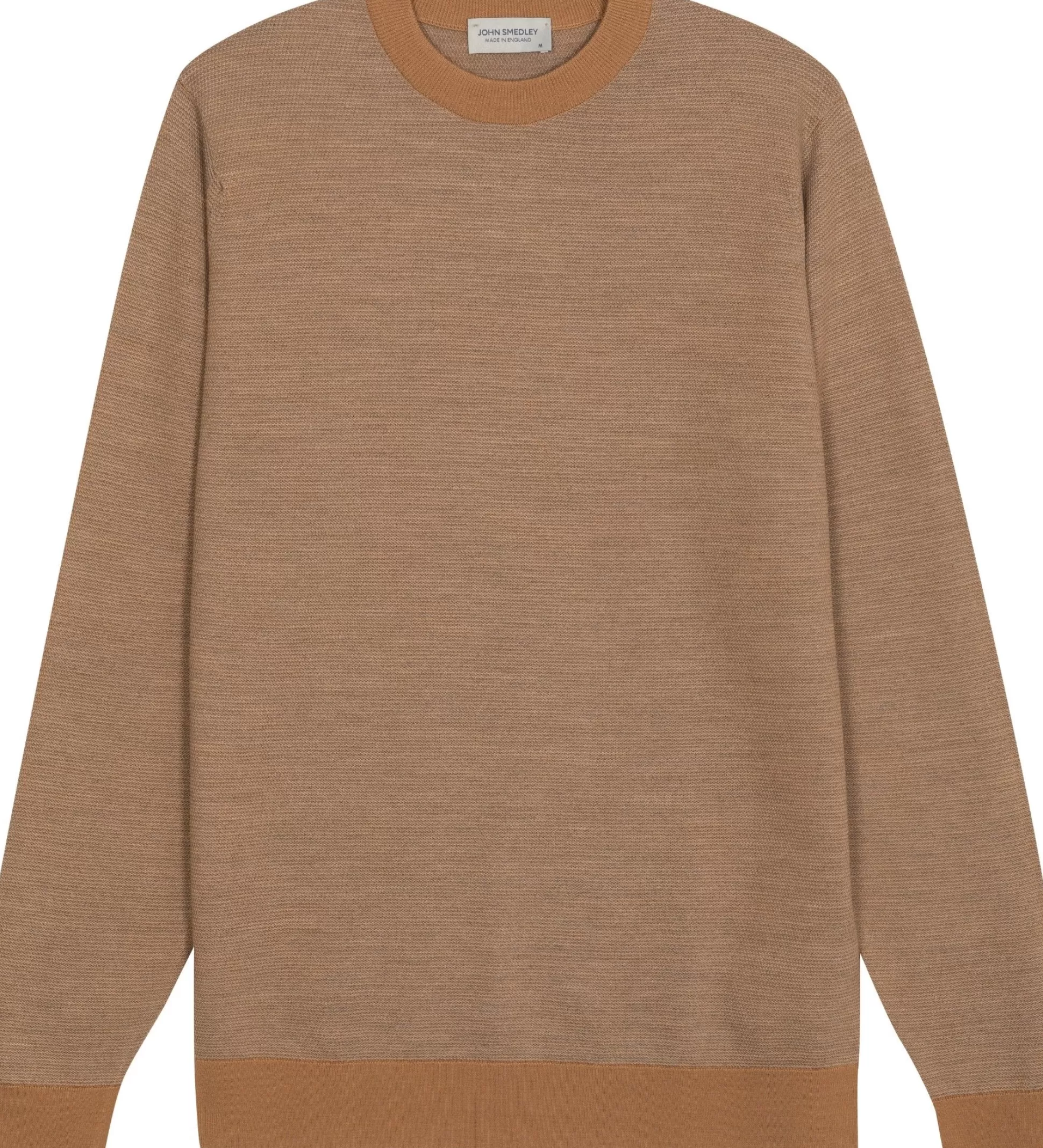 Hot Henry Bucks JOHN SMEDLEY Textured Wool Crewneck Jersey NUTMEG