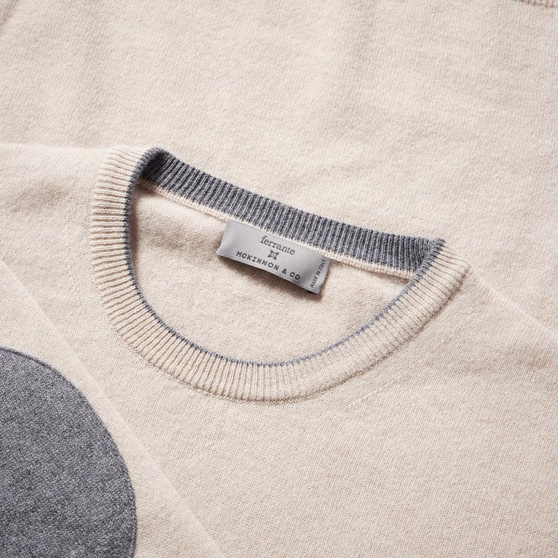 Discount Henry Bucks MCKINNON & CO X FERRANTE Contrast Patch Crewneck FAWN