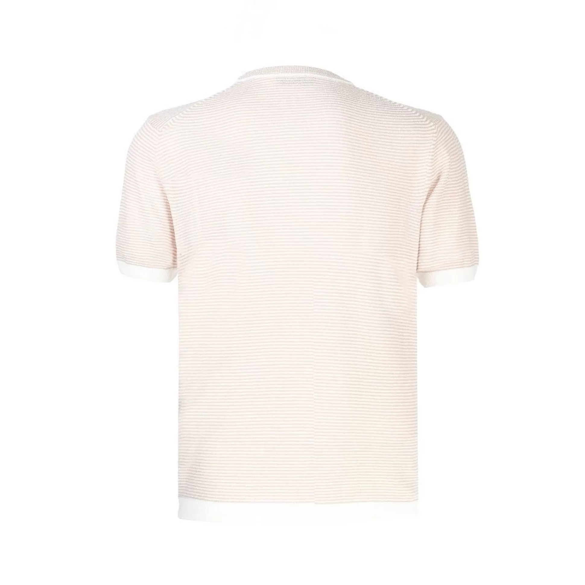 Discount Henry Bucks McKINNON & CO X FERRANTE Cotton Crew Neck Stripe T-Shirt BEIGE/WHITE BEIGE/WHITE CNECK