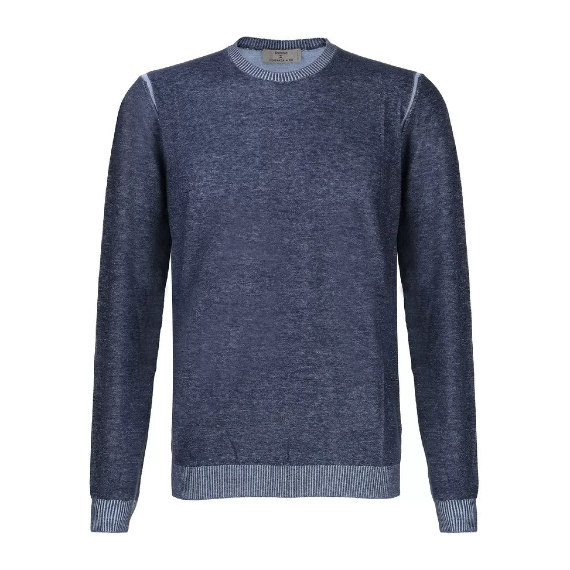 Shop Henry Bucks McKINNON & CO X FERRANTE Crew Neck Cotton Long Sleeve Shirt BLUE BLUE CNECK