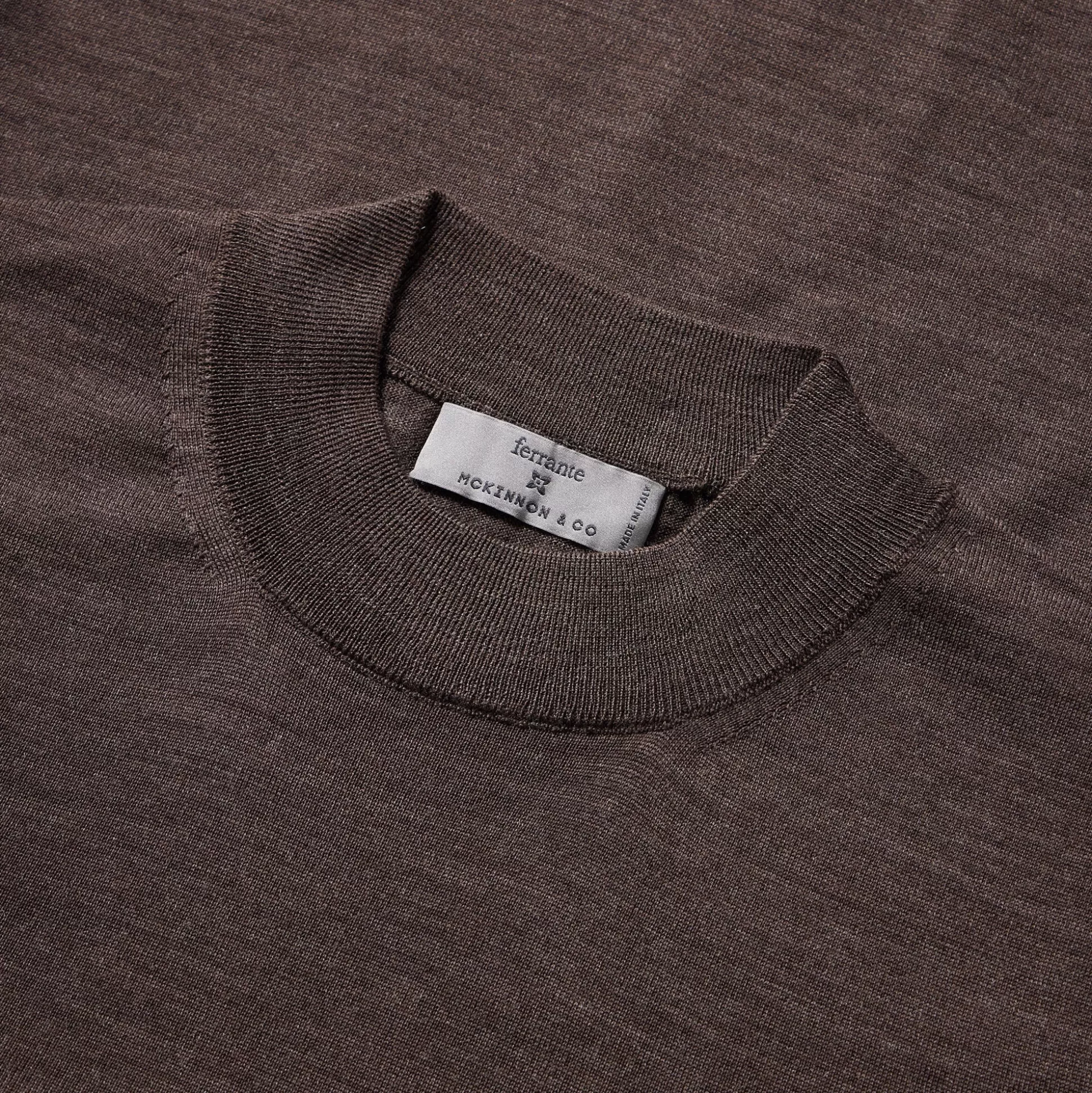 Discount Henry Bucks McKINNON & CO X FERRANTE Extra Light Mockneck DARK BROWN