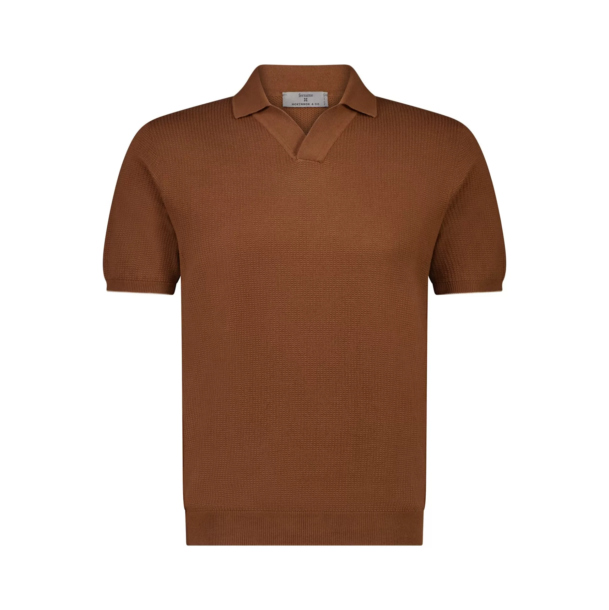 Cheap Henry Bucks MCKINNON X FERRANTE Short Sleeve Buttonless Polo In BROWN