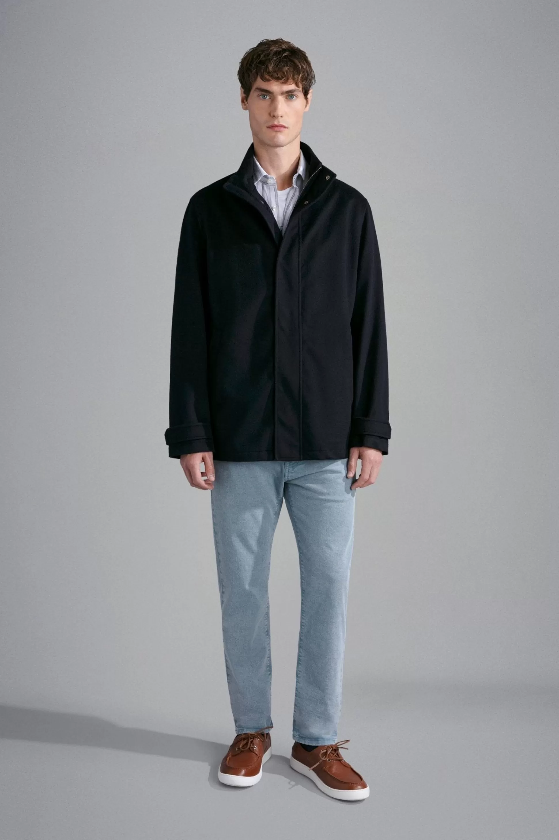 Best Sale Henry Bucks PAUL & SHARK Loro Piana Storm System Wool/Silk Coat NAVY REG