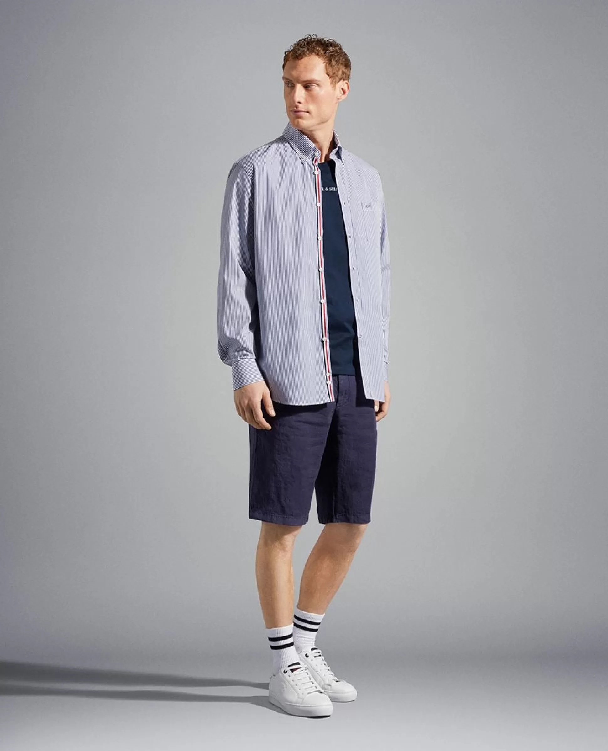Best Henry Bucks PAUL&SHARK Poplin Striped Shirt NAVY