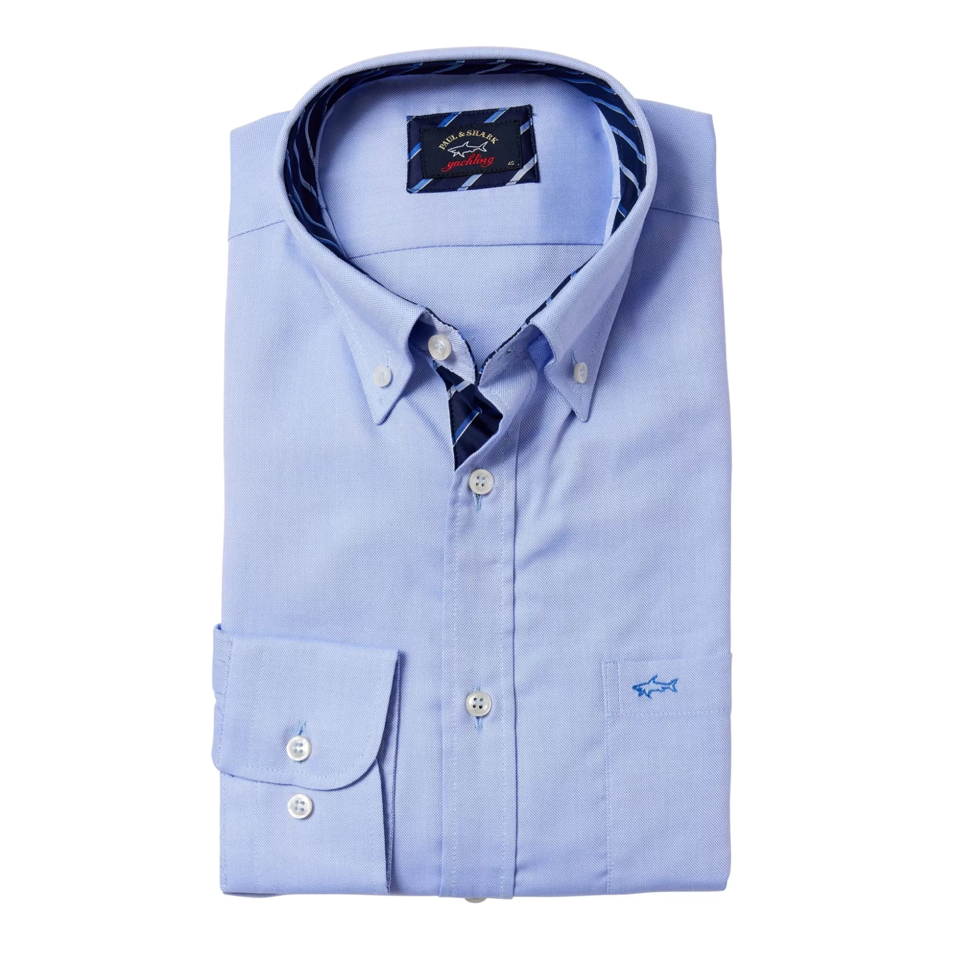 Best Henry Bucks PAUL&SHARK Striped Collar Oxford Shirt LIGHT BLUE