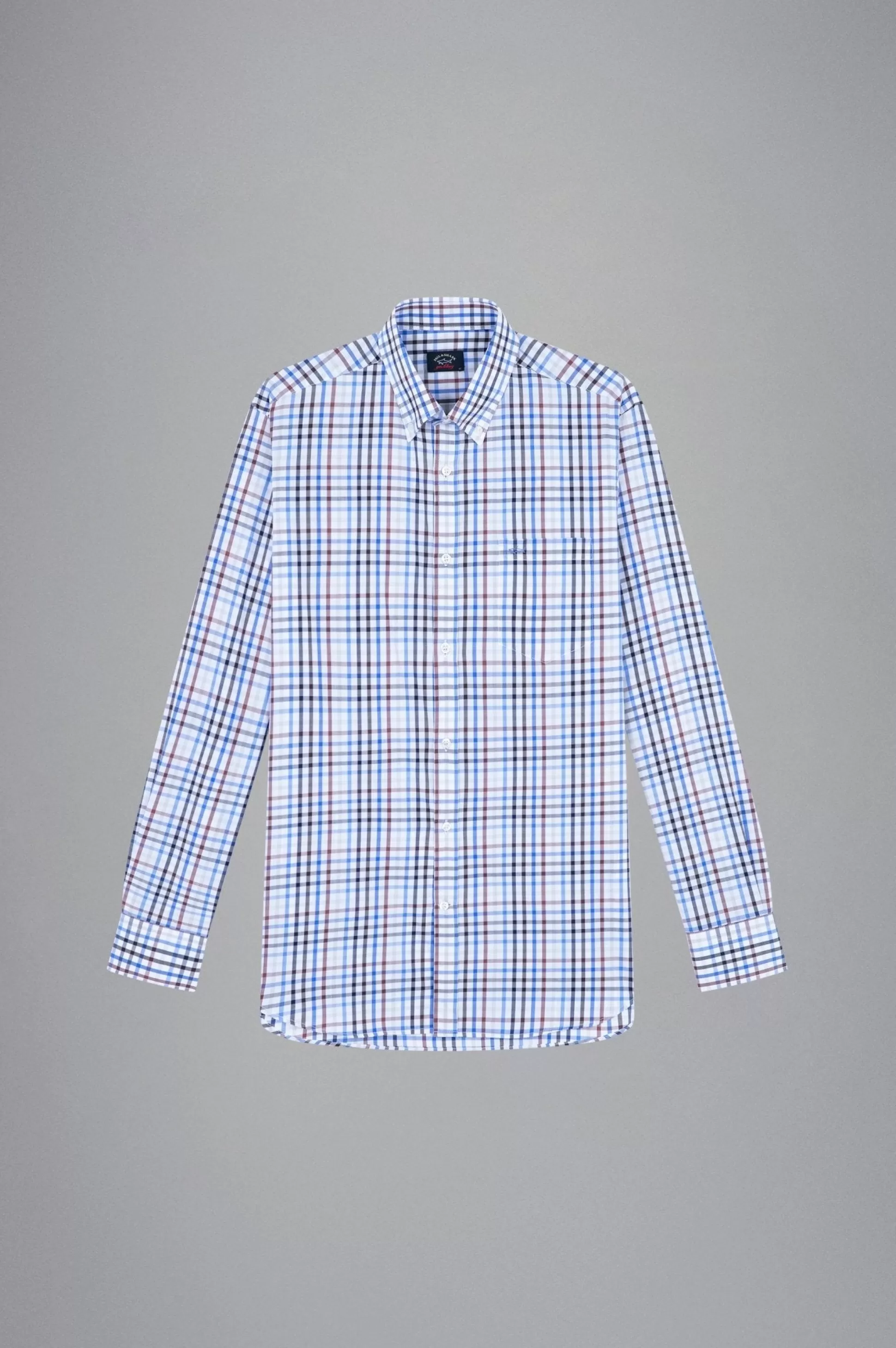 Best Henry Bucks PAUL&SHARK X Long Sleeve Twill Check Shirt BLUE/BROWN/NAVY/WHITE