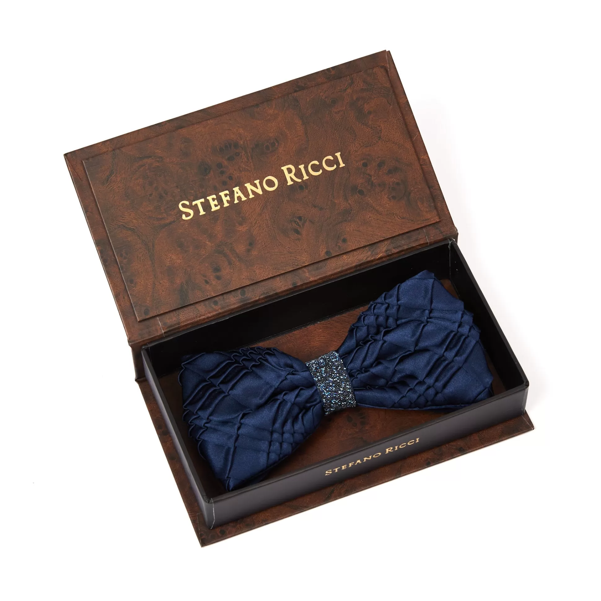 Best Henry Bucks STEFANO RICCI Pleated Bow Tie NAVY 2
