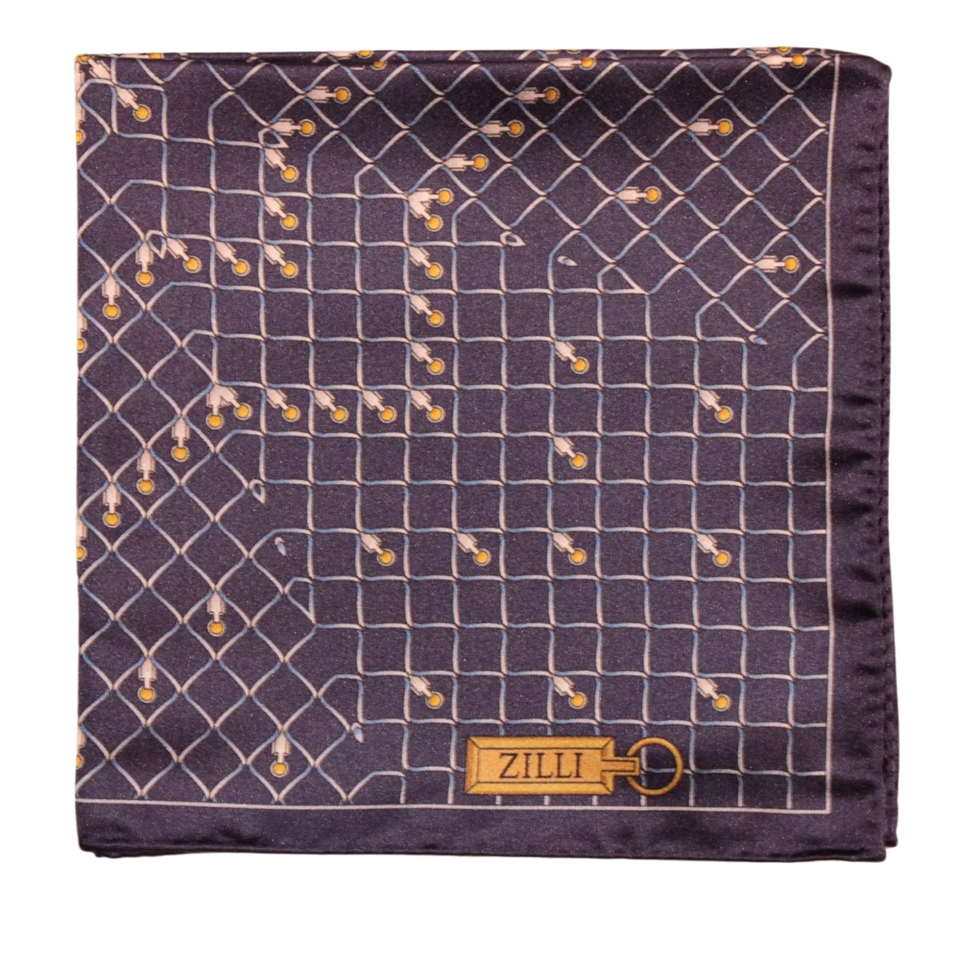 Fashion Henry Bucks ZILLI Printed Silk Hanky NAVY