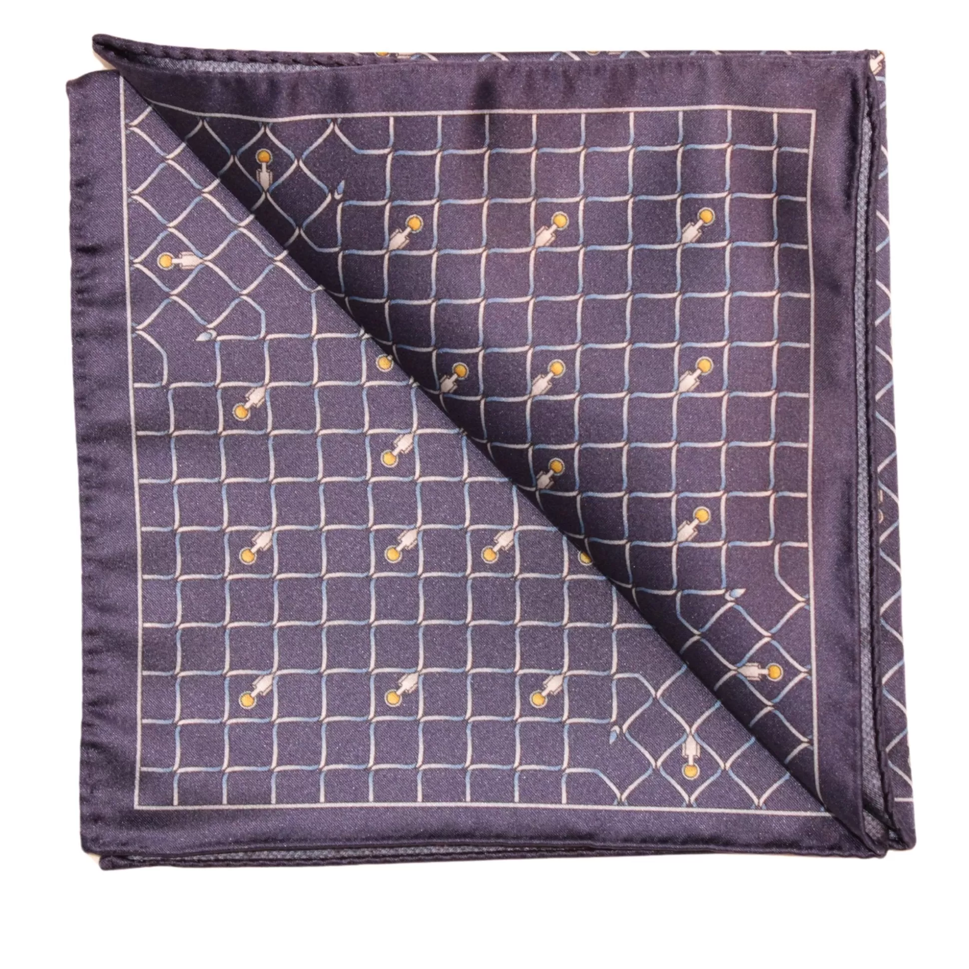 Fashion Henry Bucks ZILLI Printed Silk Hanky NAVY